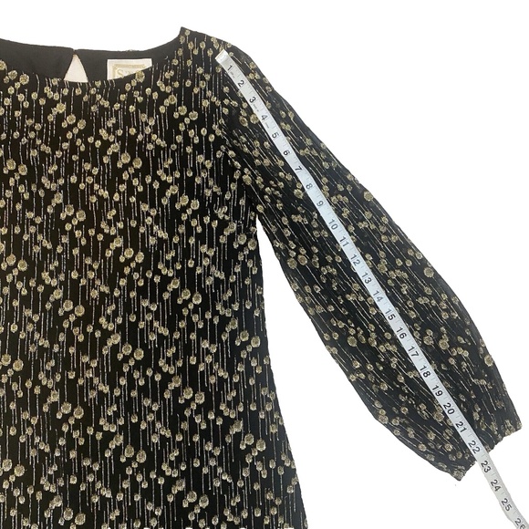 Sail To Sable Clifton Black Dress Size 4 Long Sleeve Metallic Gold Dot NWT $198 - Picture 8 of 16